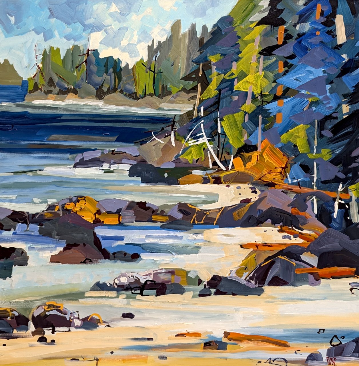 Weather and White Waves 40 x 40 Acrylic on Canvas SOLD