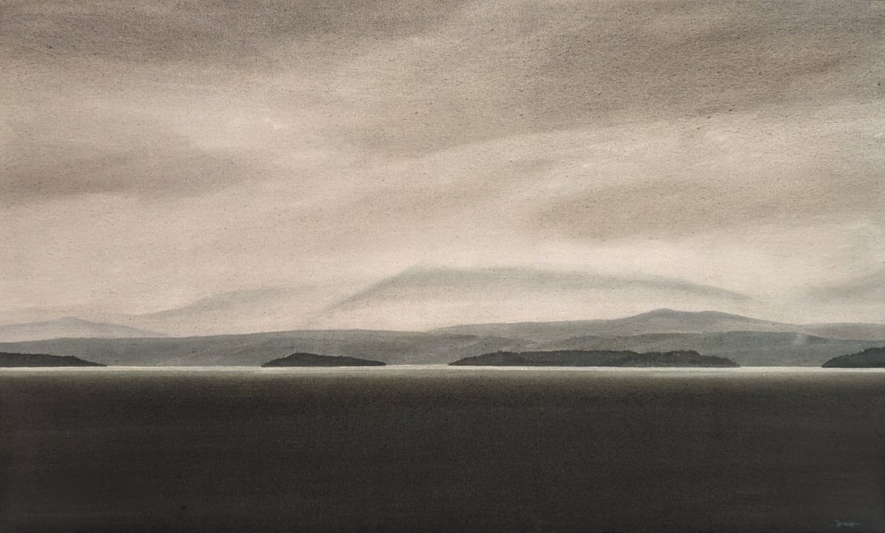 Vancouver Island 1/84 - Approaching Departure Bay 43.5 × 74 Acrylic on Canvas 1984 SOLD