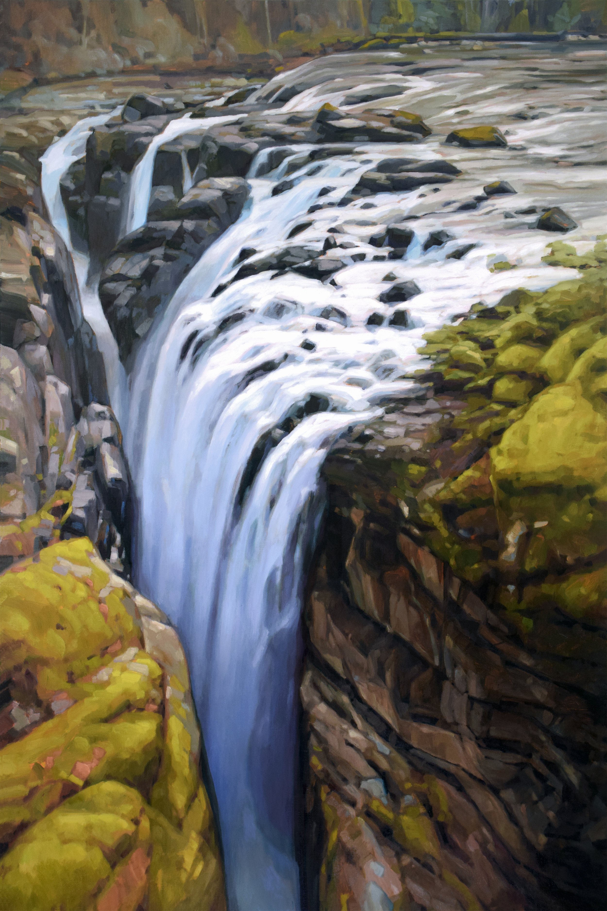 Kw'a'luxw Falls 36 × 24 Oil on Linen $ 3150