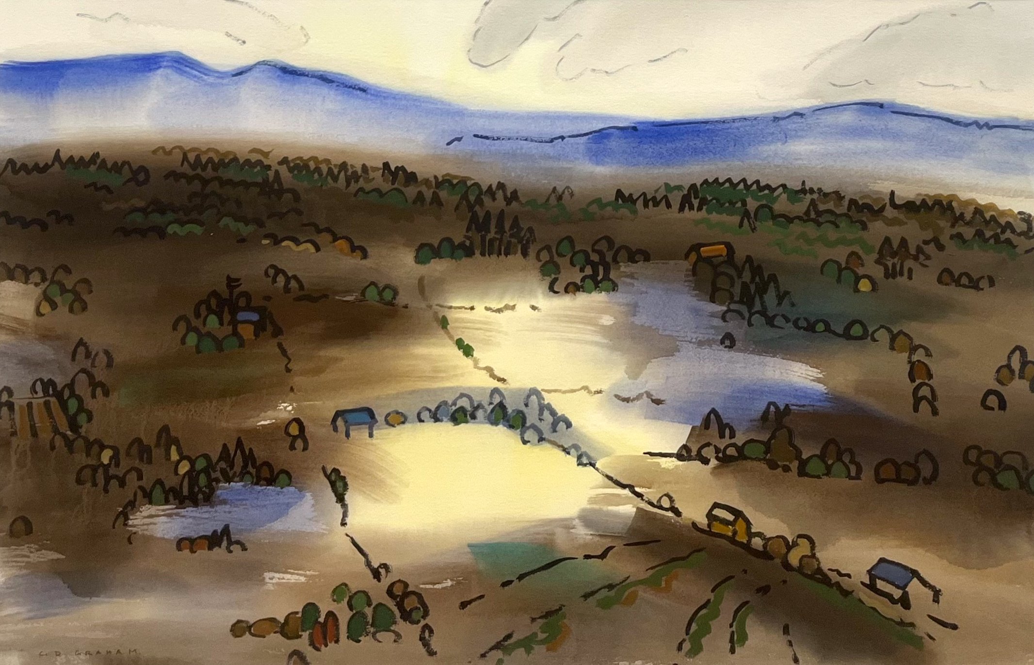 Colin Graham Shallow Valley 18.5 x 29 Watercolour ND $ 1500