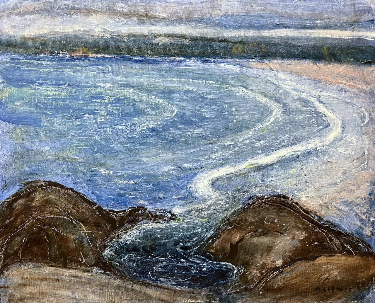 Vancouver Island Beach - Tofino 16 × 20 Oil on Board 1963 Available