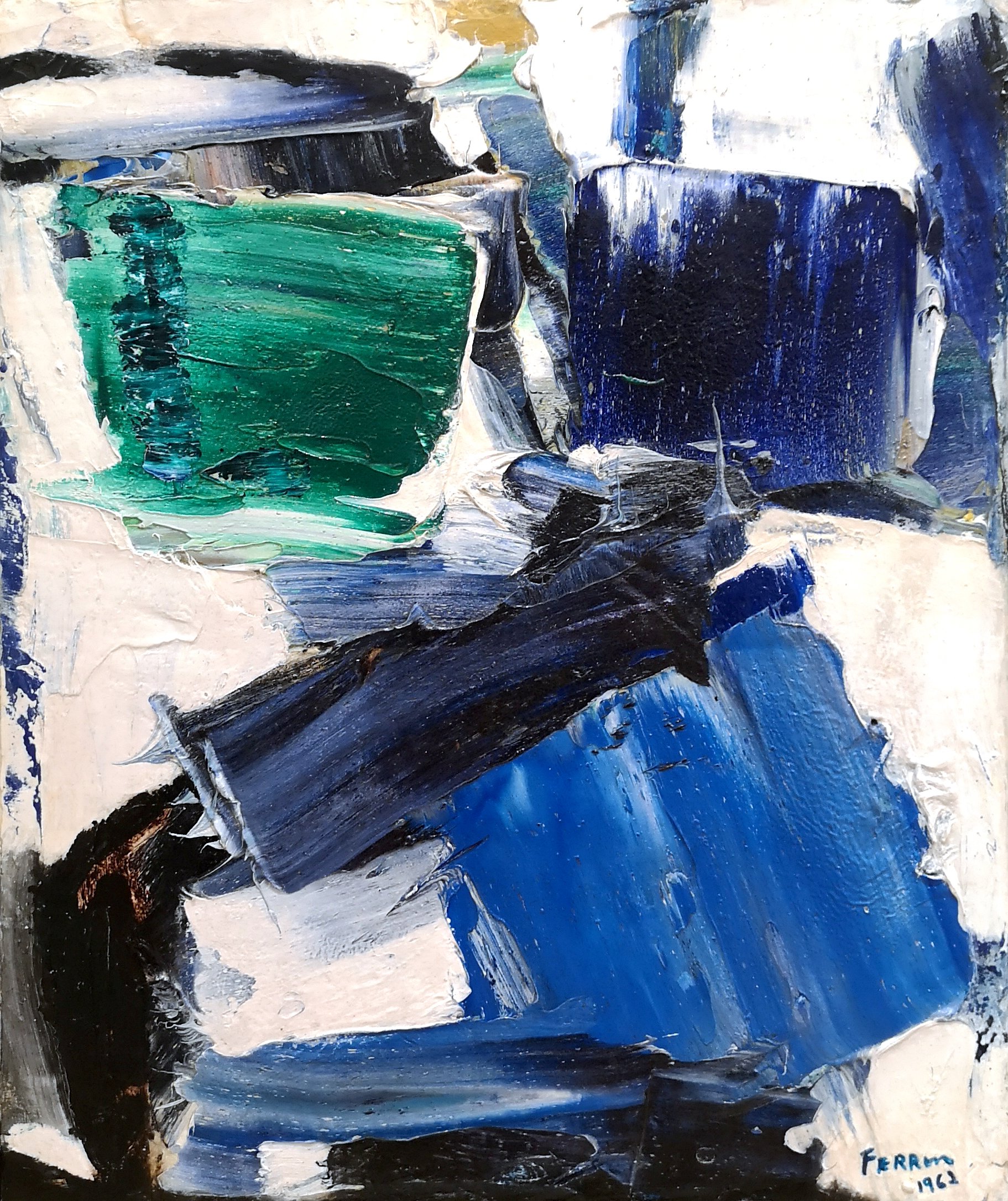 Composition 22 x 18 Inches Oil on Canvas on Board 1962 SOLD