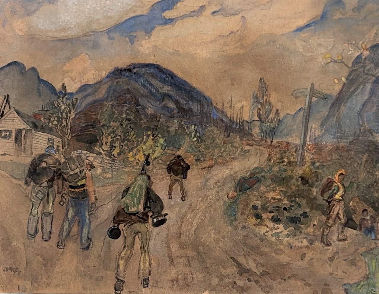 Hikers, Lynn Valley 8.5 x 10.75 Watercolour 1935
