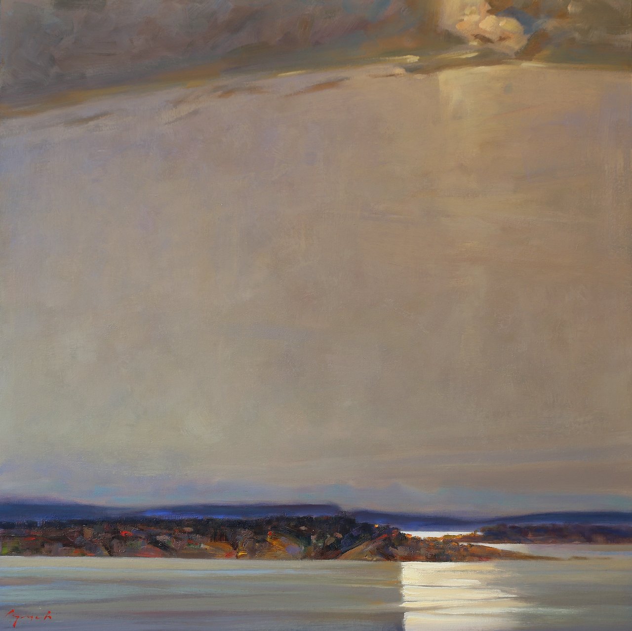 Sun Glare on Islands, Prevost Island 36 × 36 Oil on Canvas $ 7900