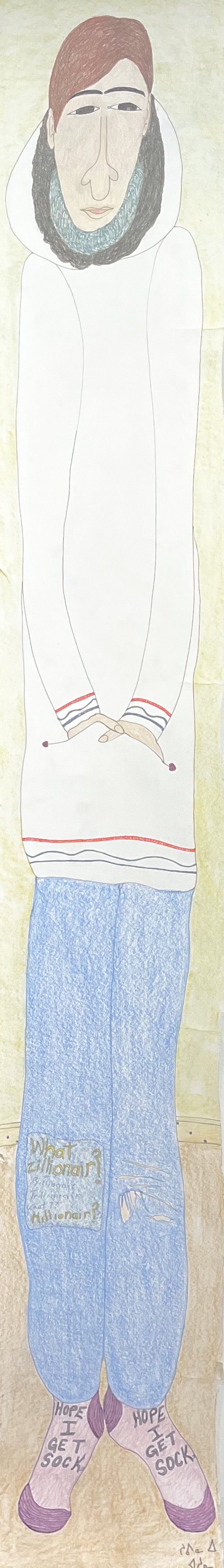 Untitled (Hope I Get Socks) 76.75 x 11.5 Inches Coloured Pencil, Ink #148-2911 $ 6675