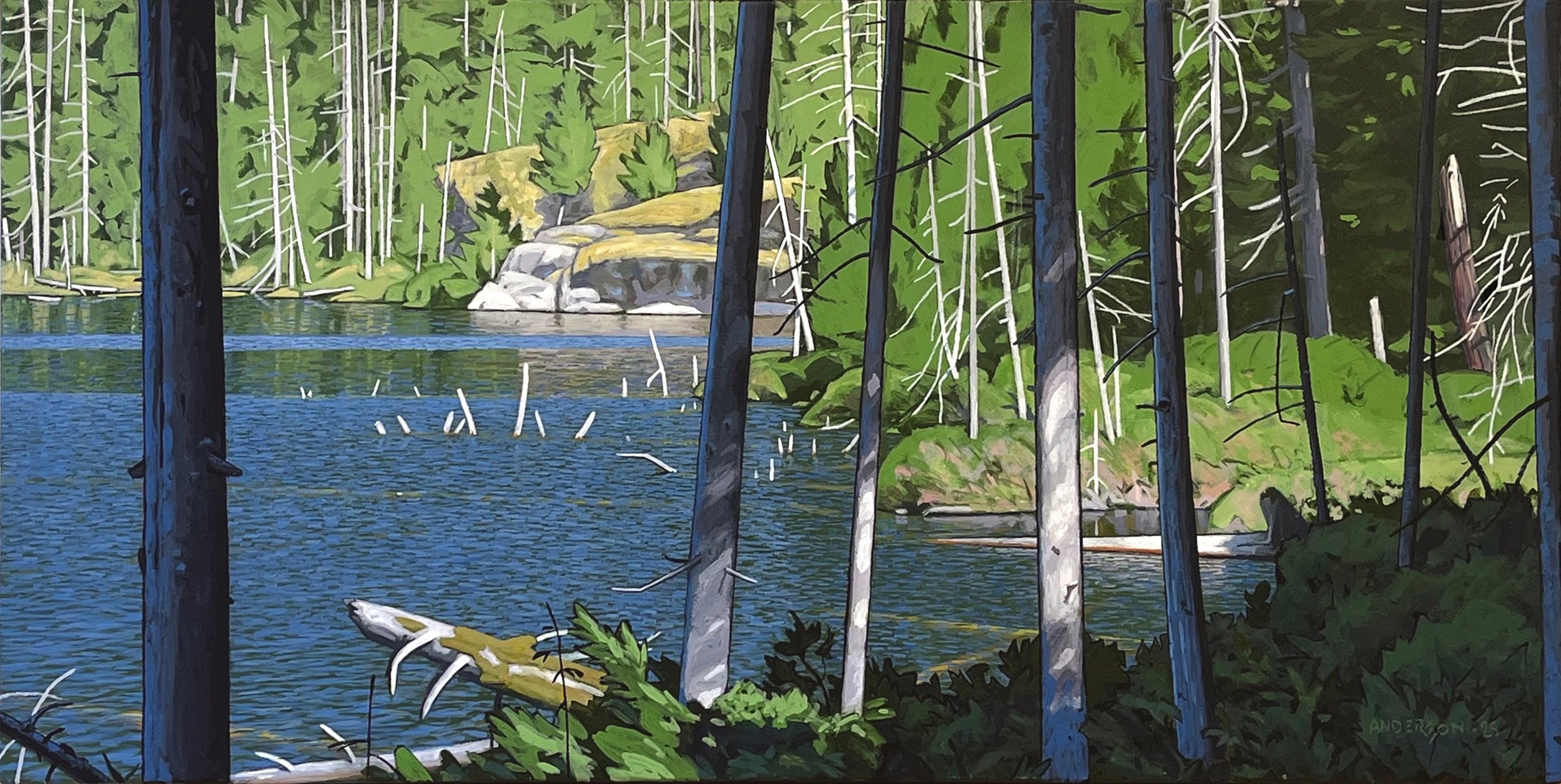 Clayton Anderson A Northern Lake 18 x 36 Acrylic on Canvas $ 5200