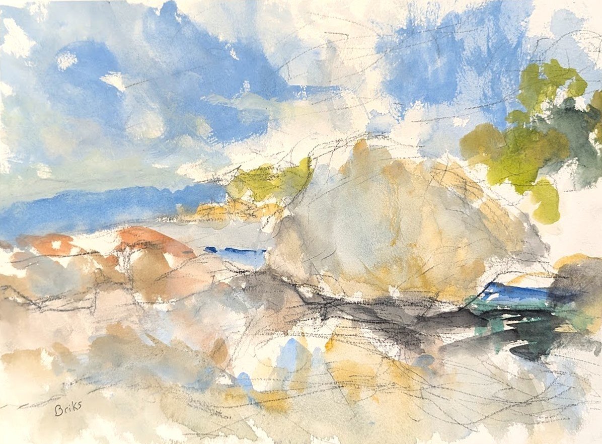 Alan Briks The Older Boulder 12 x 16 Watercolour, Graphite $ 850