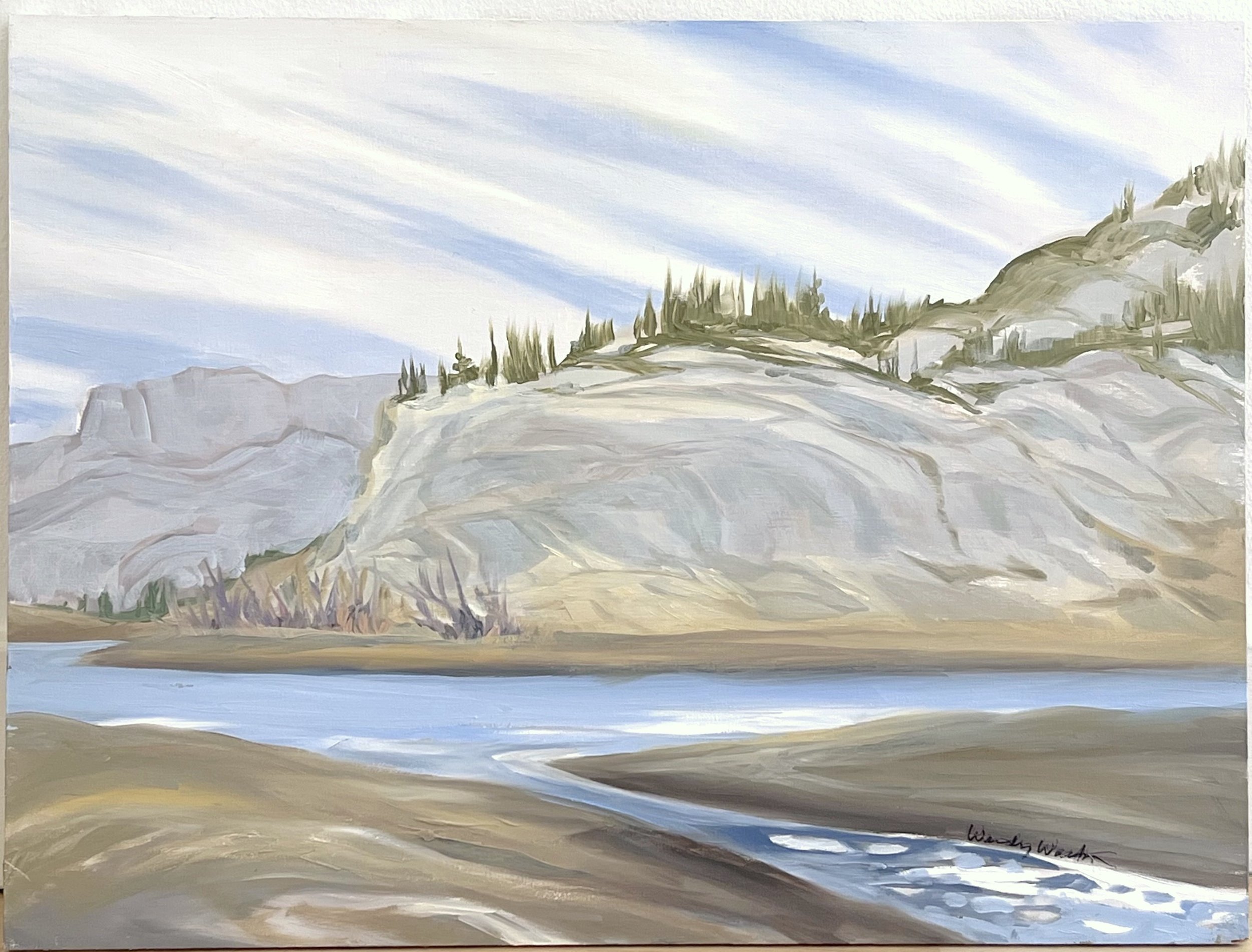 Wendy Wacko Climber’s Rock - Jasper National Park 12 × 16 Oil on Panel $ 2300