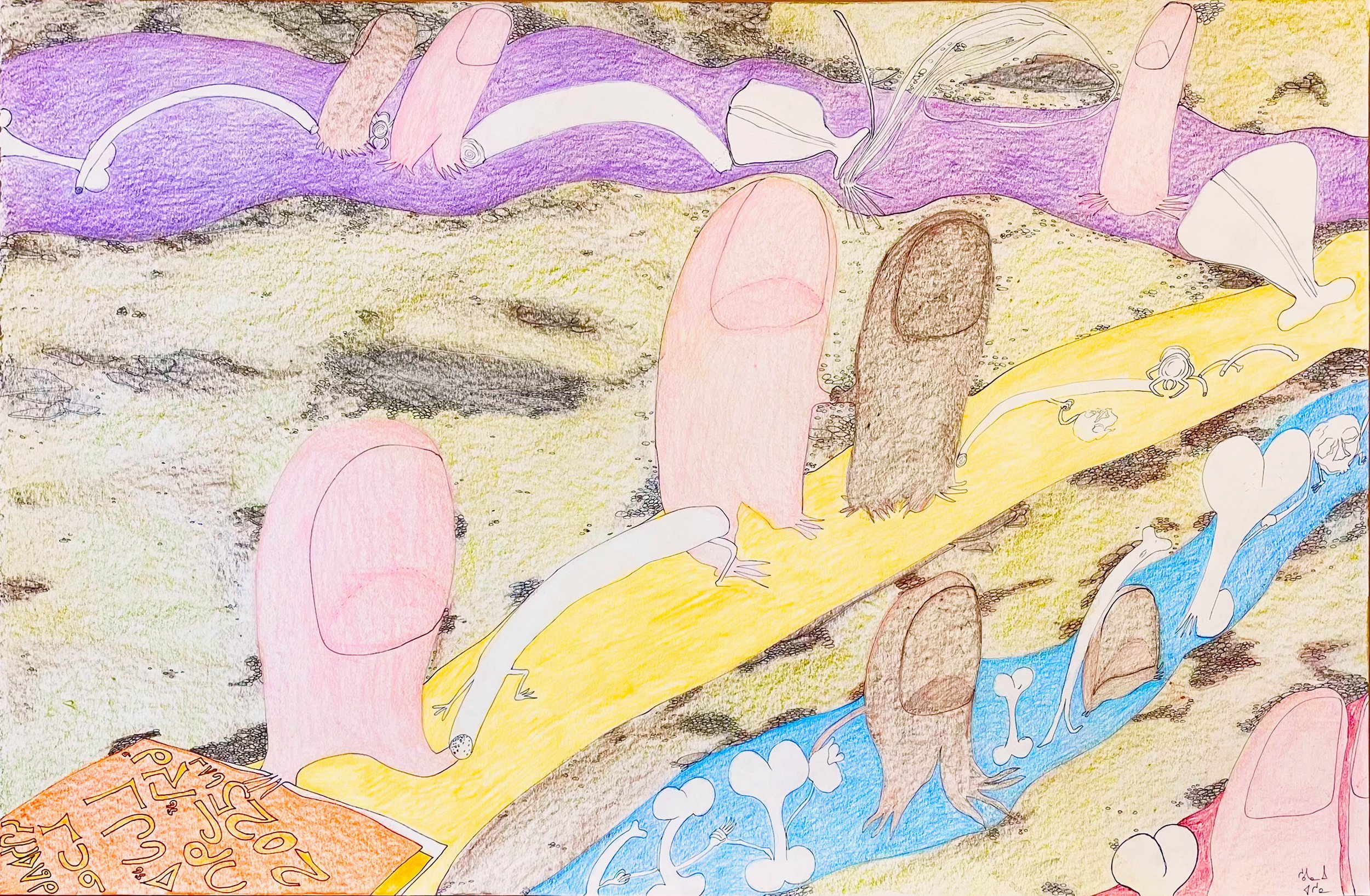 Shuvinai Ashoona Untitled (Fingers) 26 × 40.25 Coloured Pencil, Ink #148-2868 $ 4400