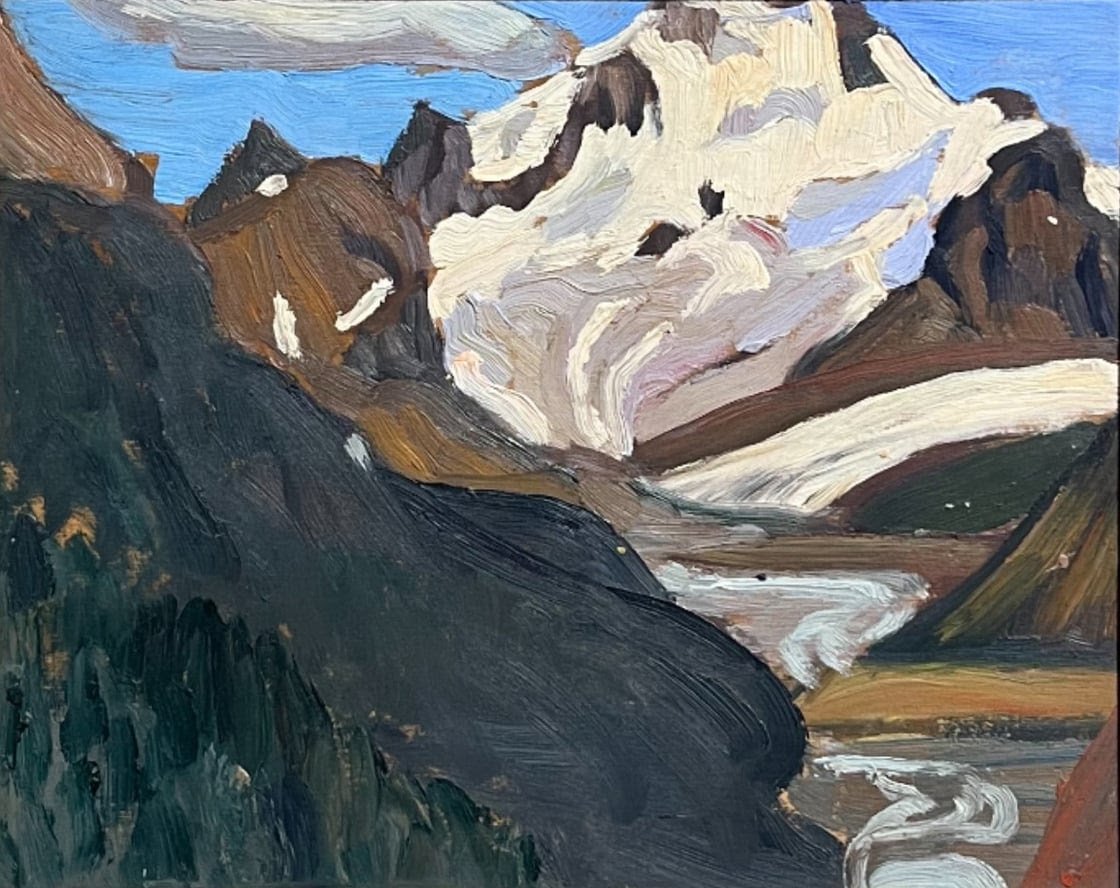 Sir Frederick Banting Rocky Mountains 8.5 x 10.5 Oil on Board C. 1936