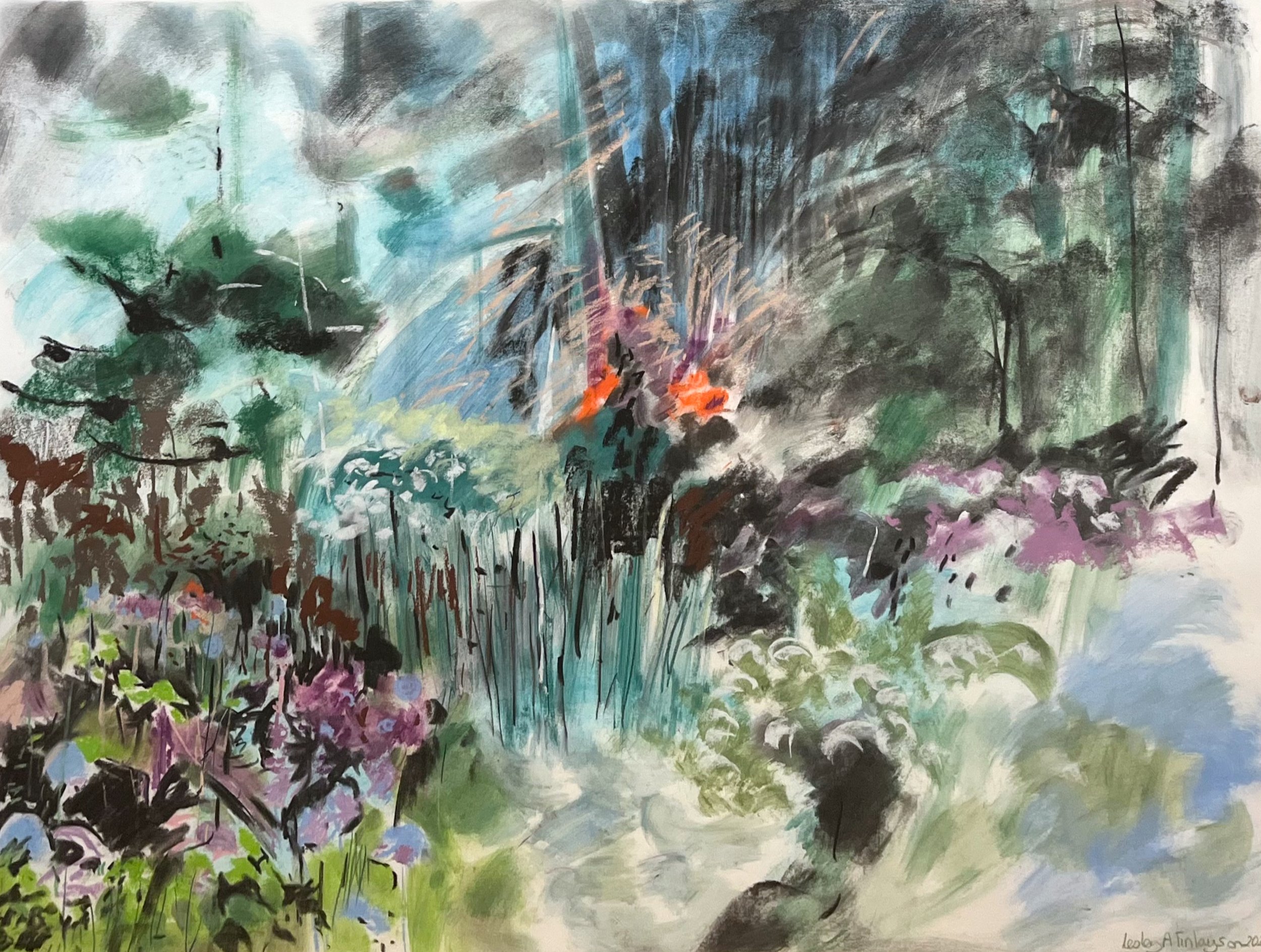 Can’t See the Wood for the Trees #11 22 × 30 Acrylic & Charcoal $1800