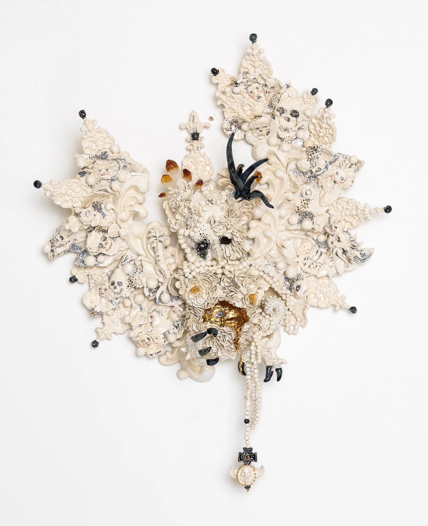 Owl of Athena 18.5 × 15 × 4.5 Ceramic, Various Lusters, Crystals $ 8750