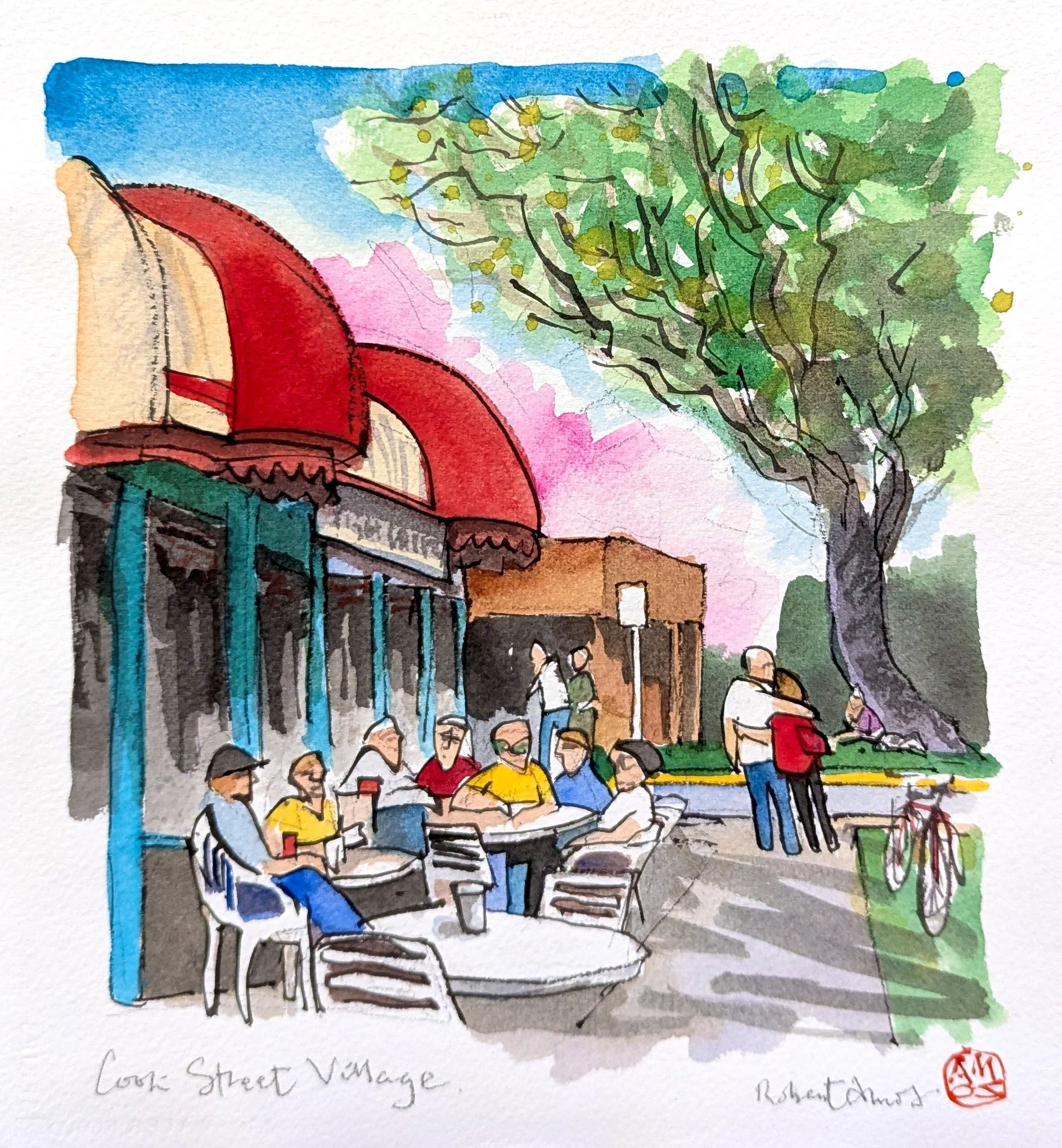Cook Street Cafe 9.5 × 8.5 Watercolour on Paper N.D $ 950