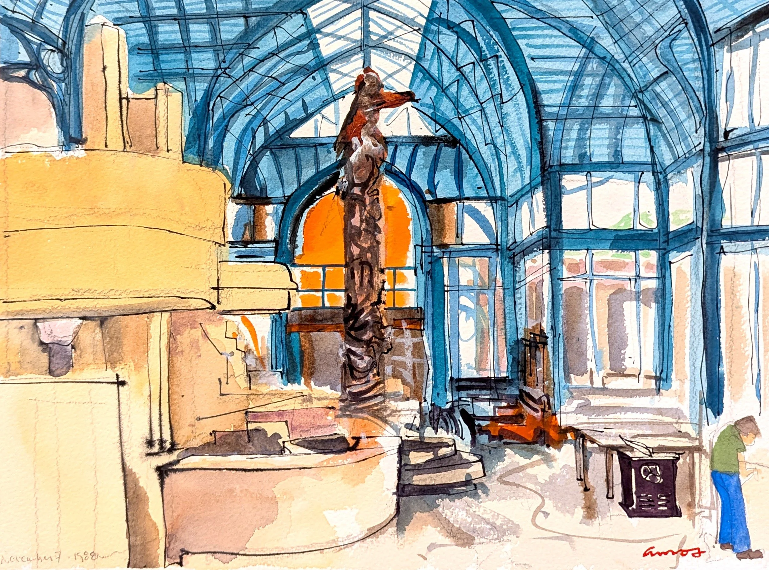 Convention Centre, Totem II 10.5 × 14 Watercolour on Paper 1988 $ 1275