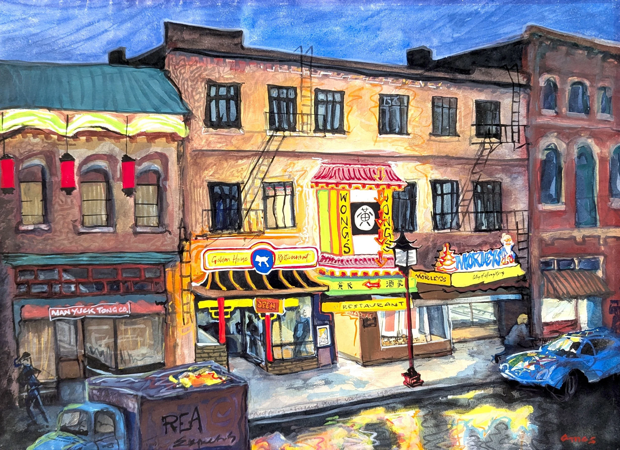 Chinatown 15.5 x 21 Watercolour and Gouache on Paper 1982 SOLD