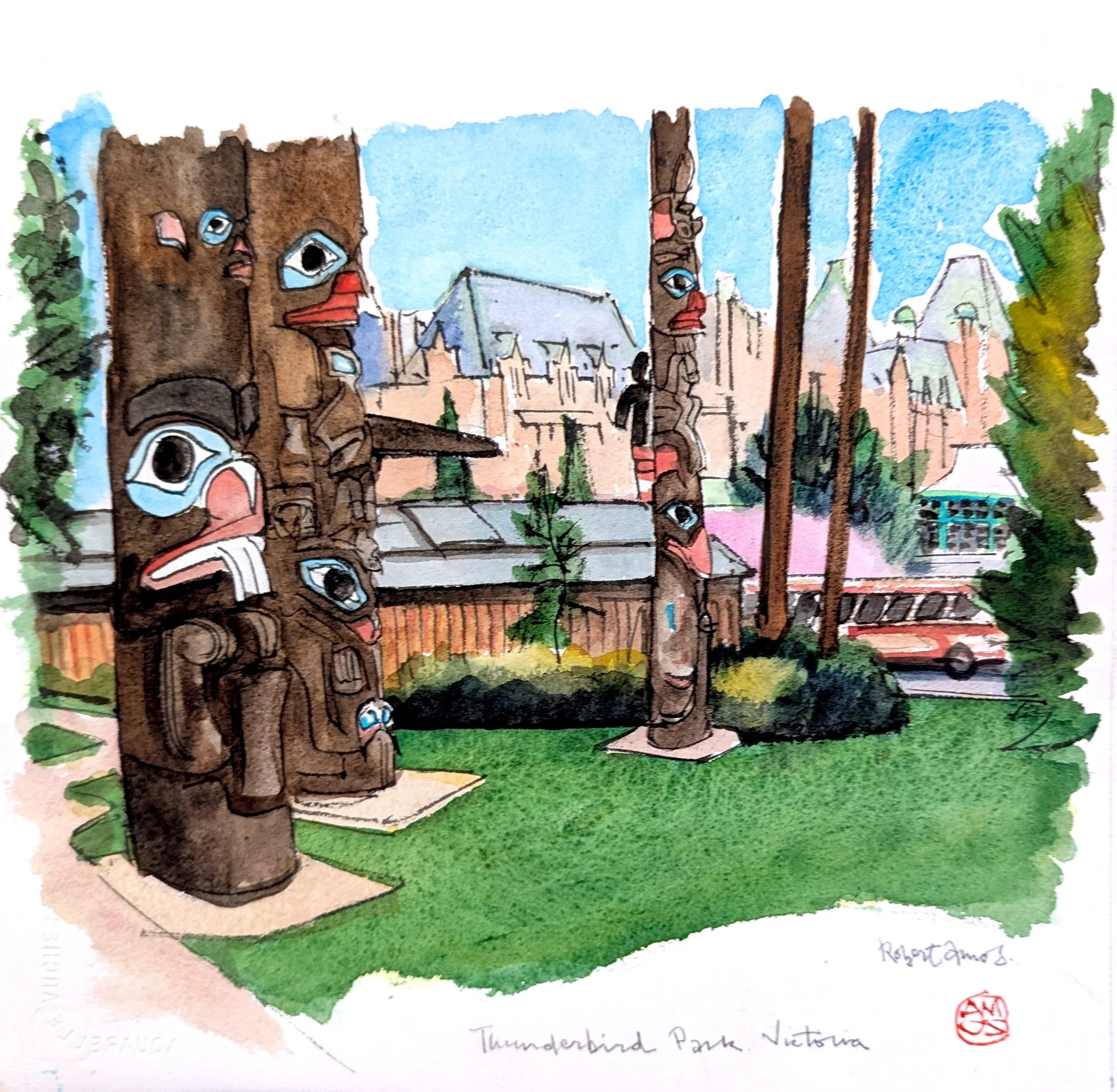 Thunderbird Park 10 × 11 Watercolour on Paper N.D $ 1025