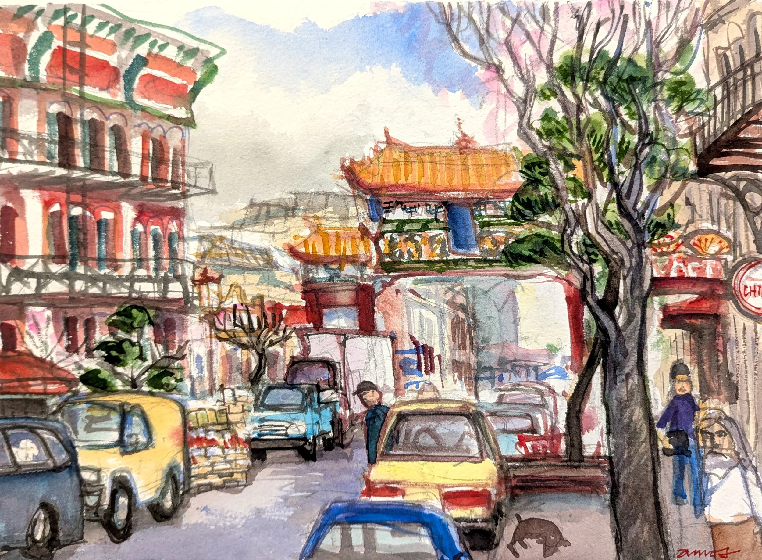 Fisgard St. Chinatown 10.5 x 14.25 Watercolour on Paper 2010 SOLD