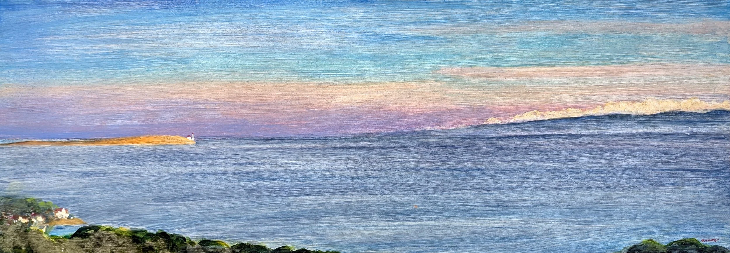 Trial Island - The Blue Olympics 17 x 48 Acrylic on Board 2002 $ 4450