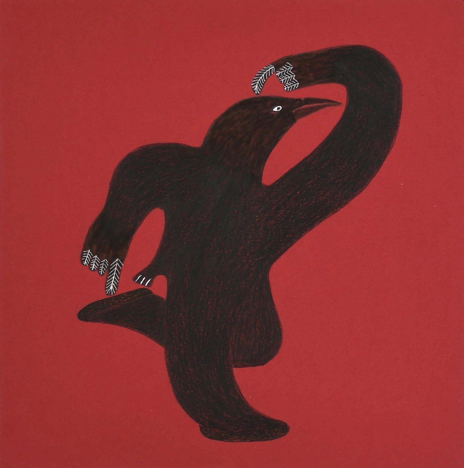  Toe-Tapping Raven 12.5 × 12.5  Coloured Pencil, Ink # 151-1731 SOLD 