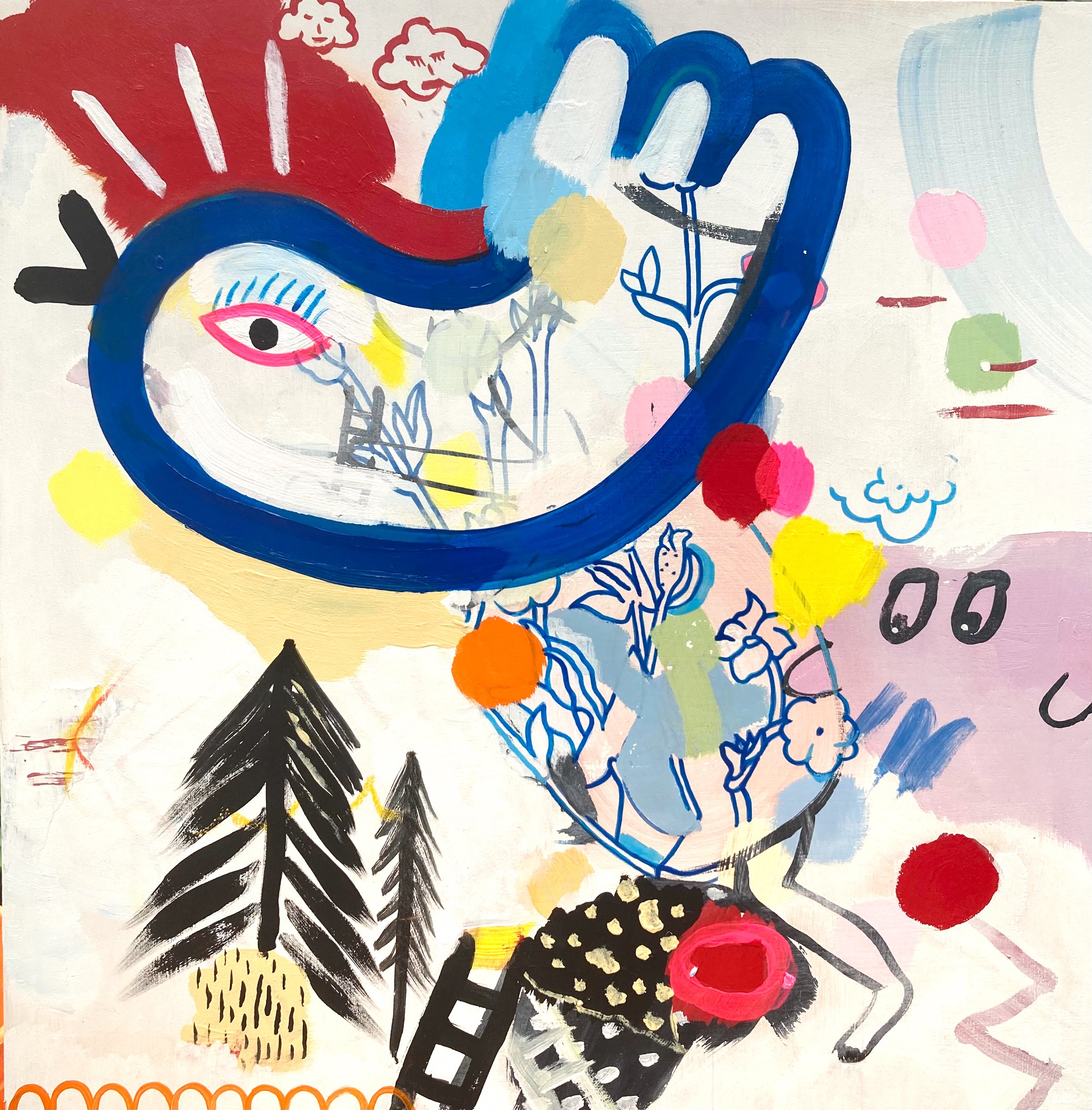  I am the Bird, You are the Bird 16 × 16 Mixed Media on Board $ 1750 