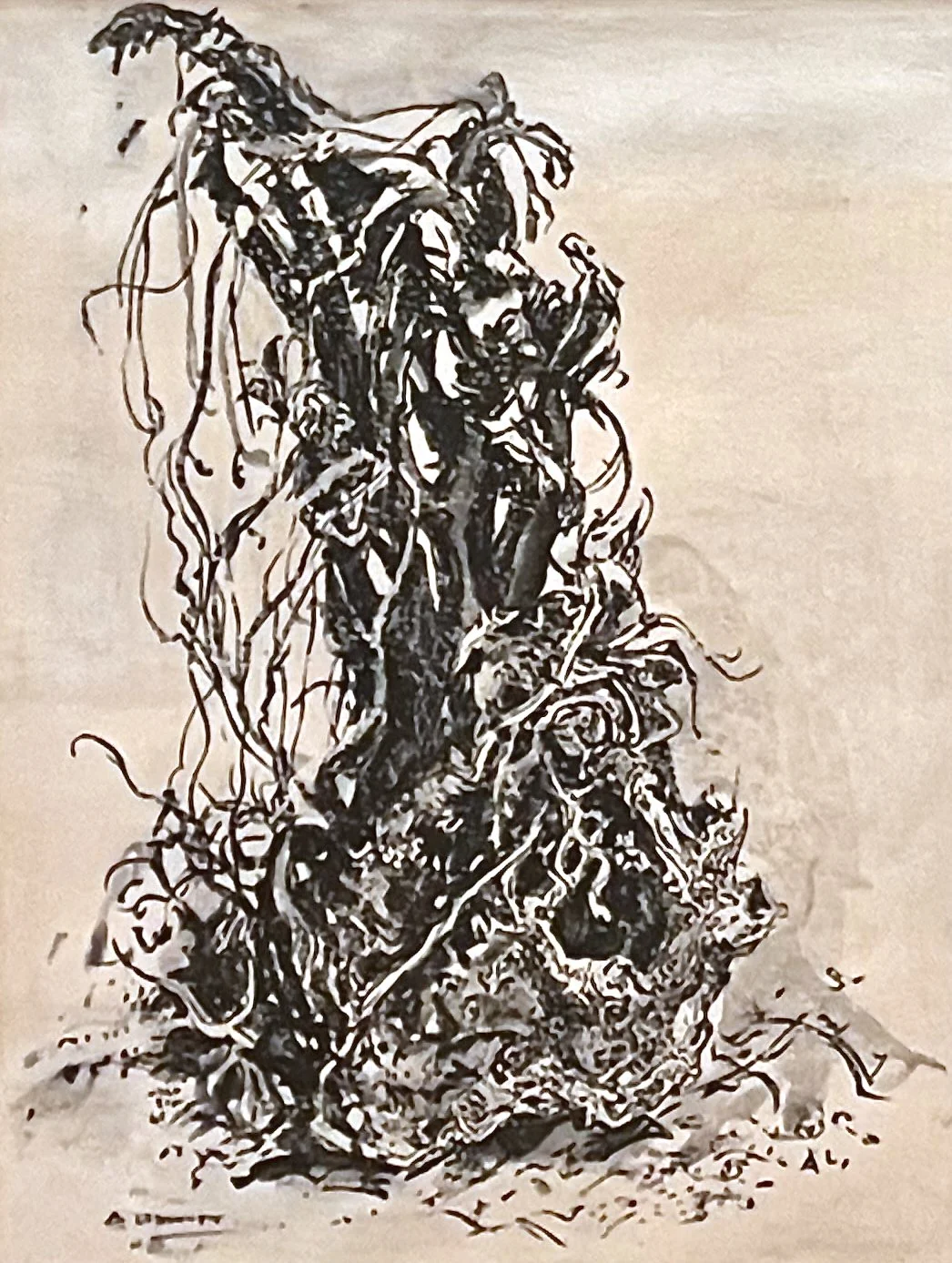  Stump Study 18 x 12 Lithograph with Ink and Watercolour 1963 