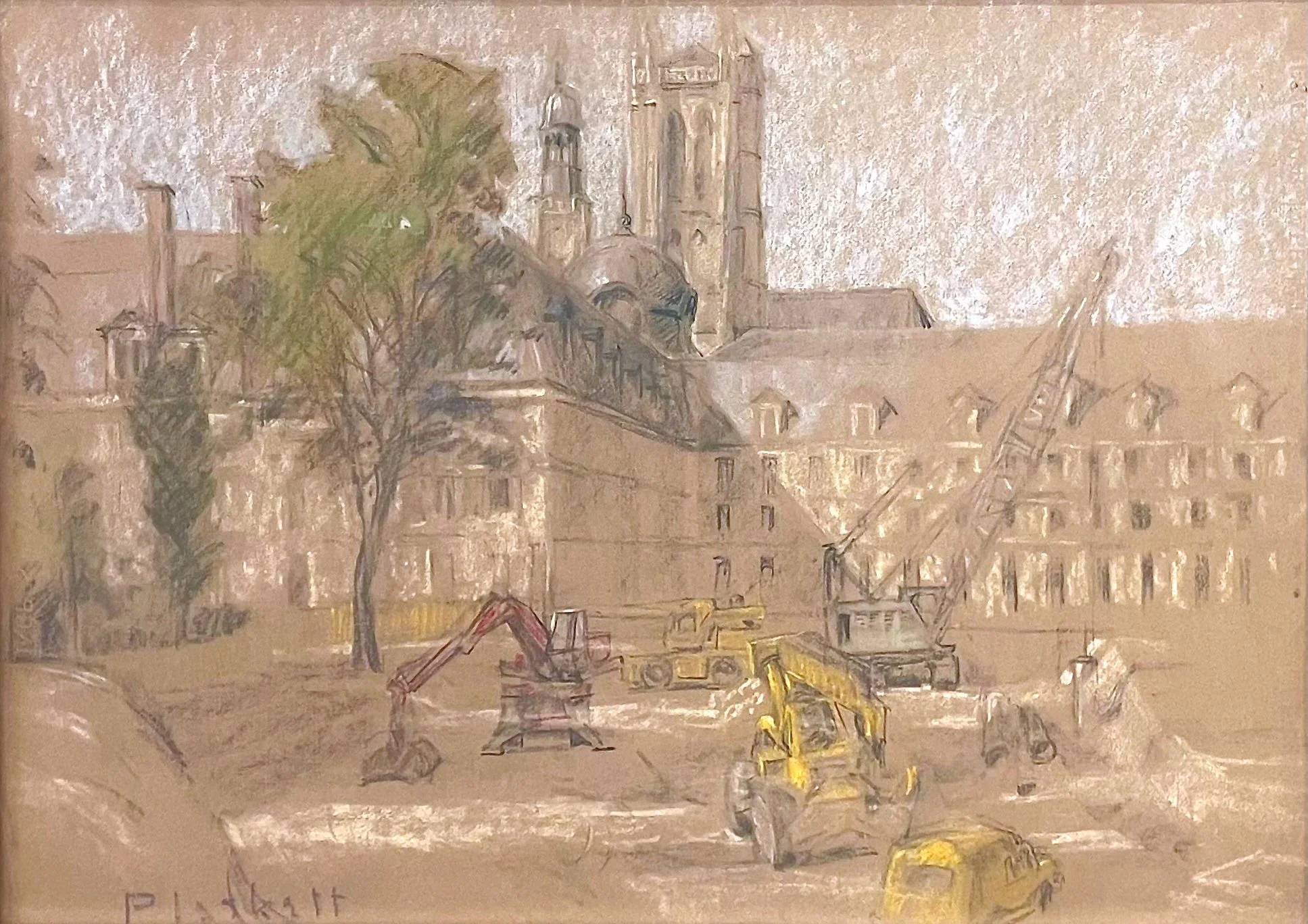  Destruction in the Marais 18 x 24 Pastel ND 