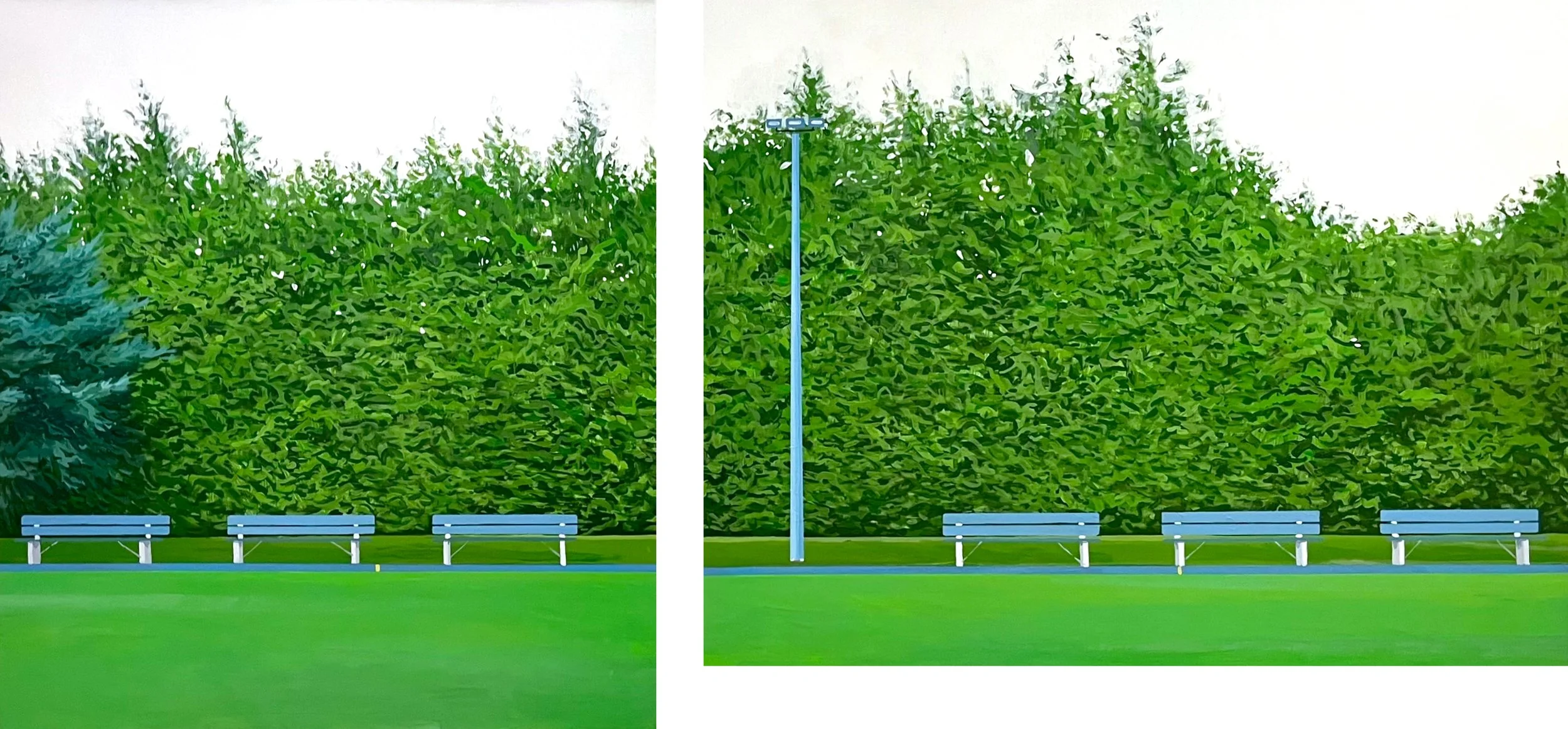  Benches and Lawn 25 × 50.75 Acrylic on Canvas $ 5000 