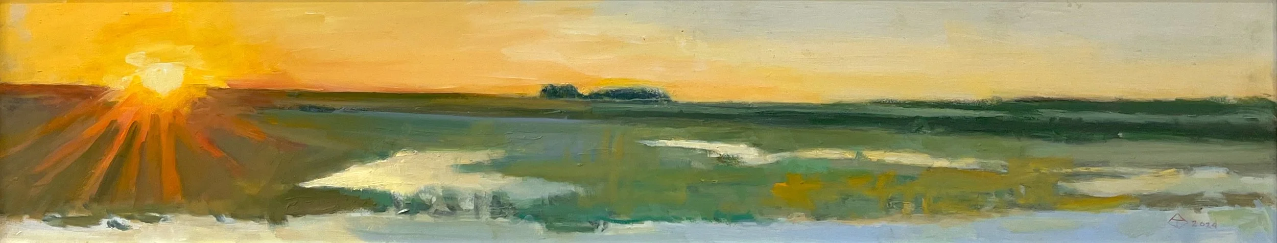  Sunsink - Saskatchewan Sunset 8.25 x 39  Oil on Board $ 2900 