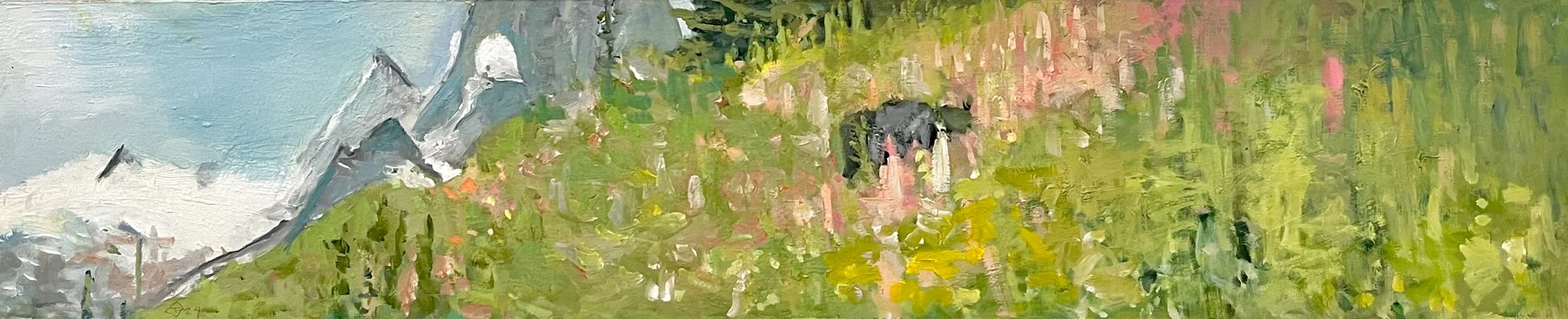  Shimmer - Bugaboos, B.C. 8 x 39  Oil on Board $ 2900 