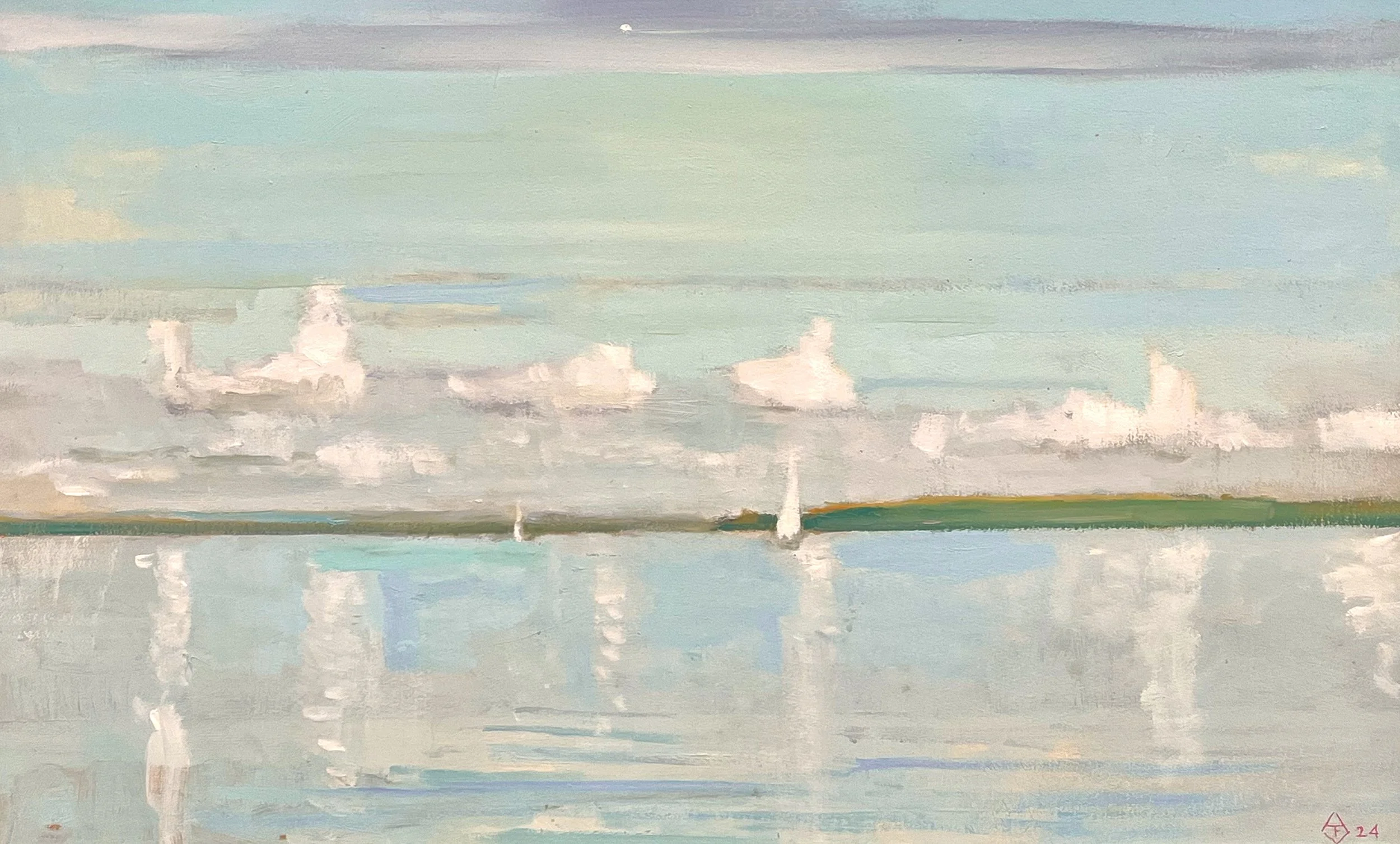  Distinction - Strait of Juan de Fuca 18.5 x 30  Oil on Board $ 2900 