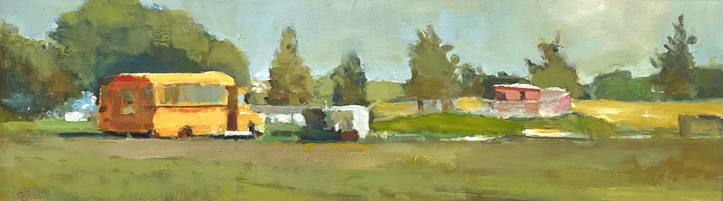  Lesson Plan , Sask. 9.5 x 30  Oil on Board $ 2600 