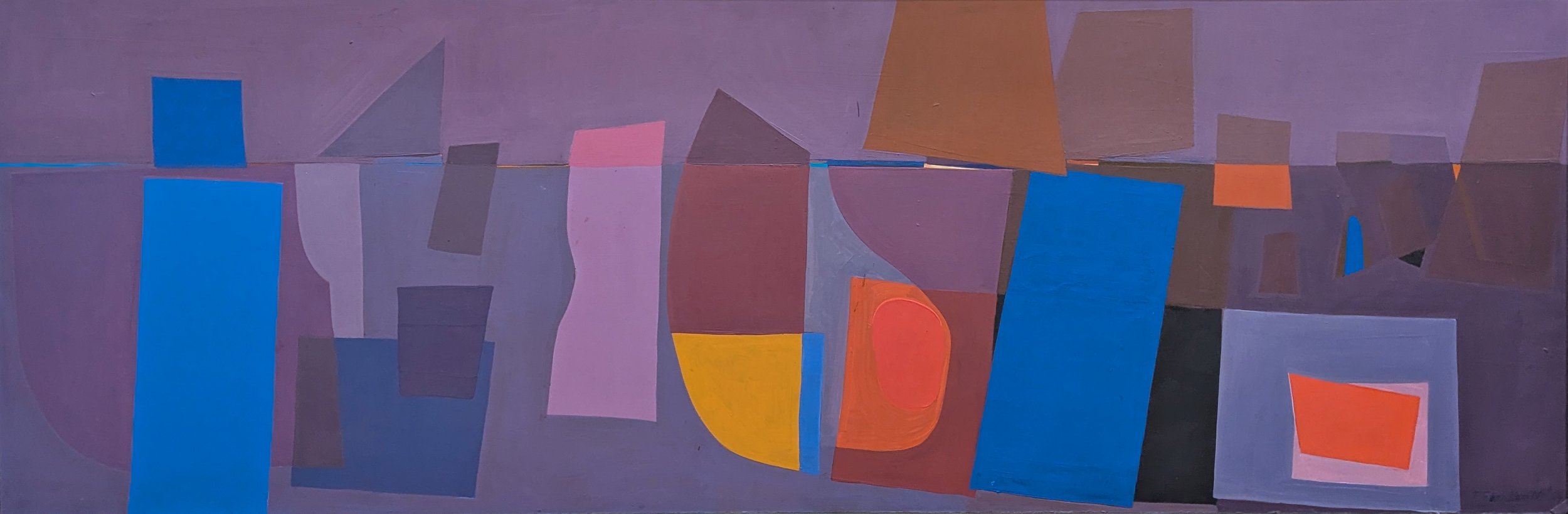  Jack Shadbolt Harbour at Dusk 20 x 60 Inches Acrylic on Board 1964 SOLD 