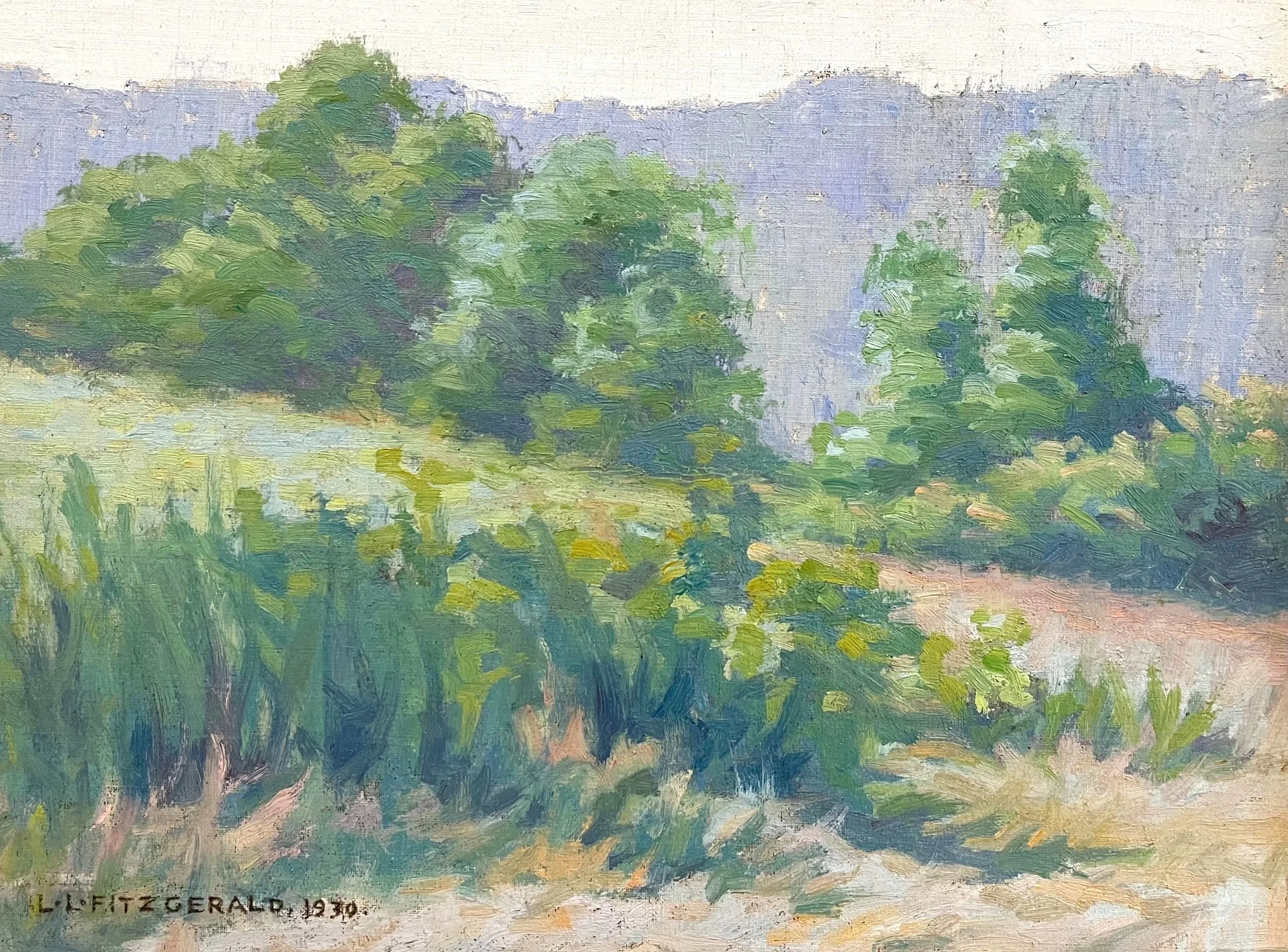  L.L. Fitzgerald Landscape 12 × 16 Oil on Board 1930 