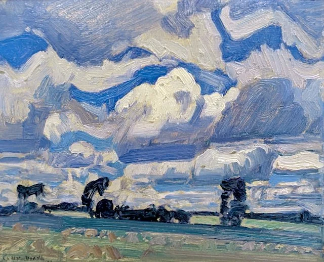  JEH MacDonald	 Fields and Sky - Thornhill 8.5 x 10.5	 Oil on Board 1931 