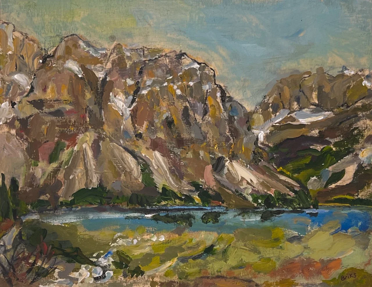  The Spring to Bow Lake  11 x 14  Acrylic on Board  $ 1250 