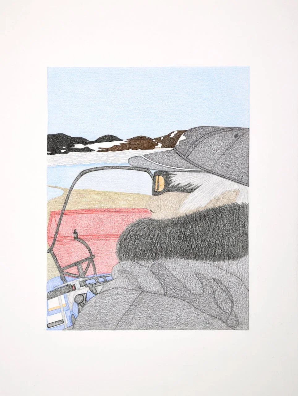  Enjoying the View 30 x 23  Coloured Pencil and Ink #196-0768&nbsp; $ 3000&nbsp; &nbsp; 