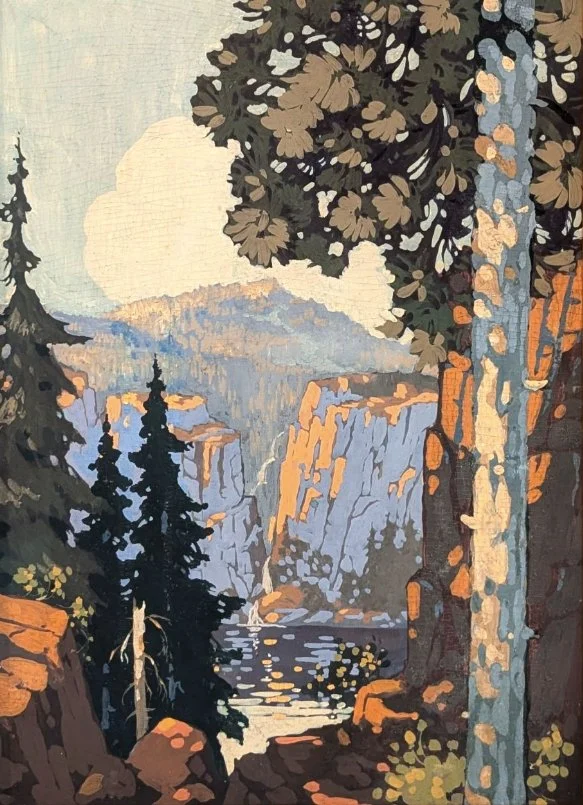  Algoma Canyon Tempera on Matboard 12.5 x 9.75 c. 1920 SOLD 