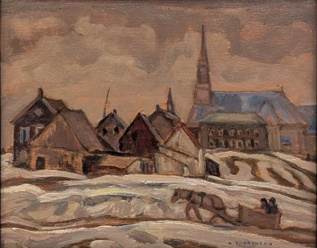  A Quebec Village  8.5 x 10.5 Oil on Board  c. 1928 