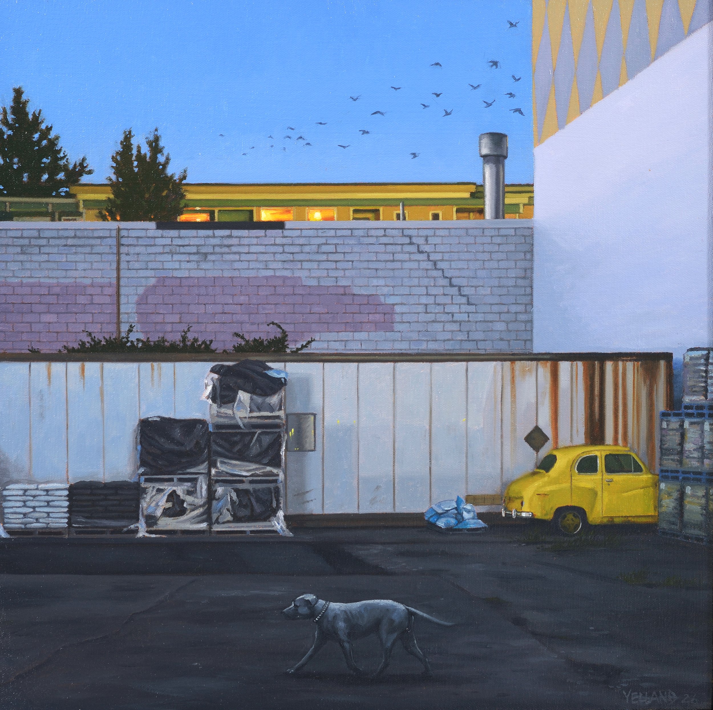  Yard Dog 16 x 16  Oil on Canvas SOLD 