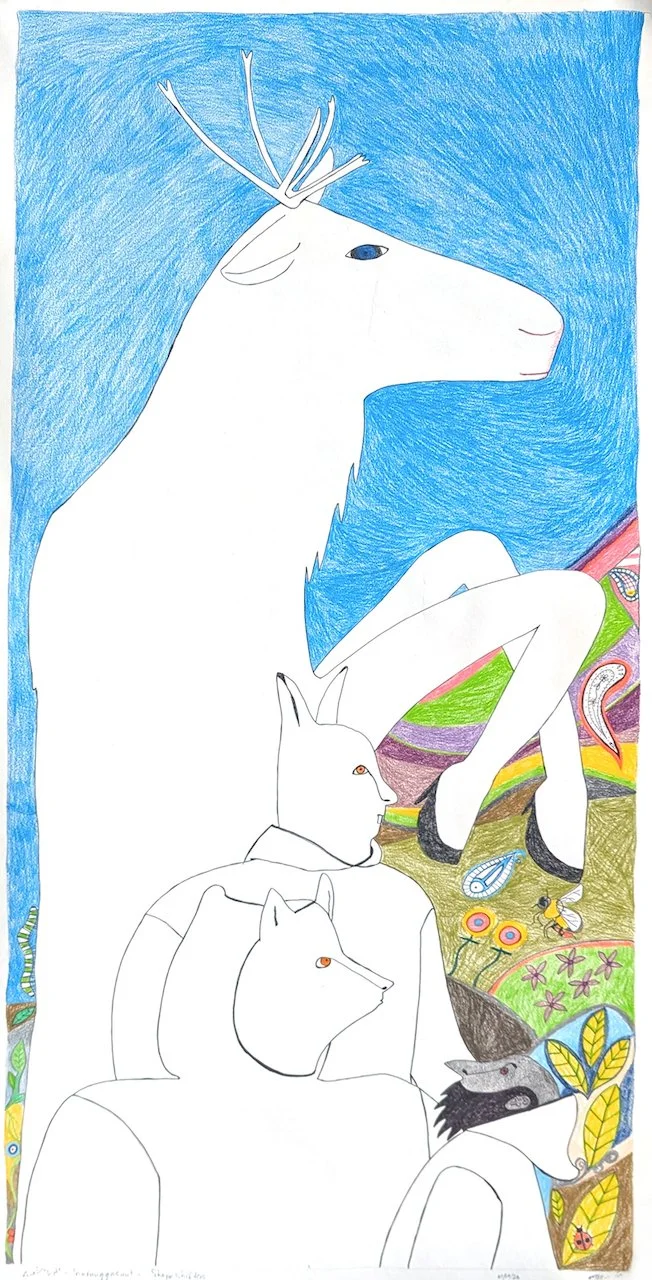  Ningiukulu Teevee Shapeshifters 48 × 24  Coloured Pencil, Ink # 151-1496 $ 5150 