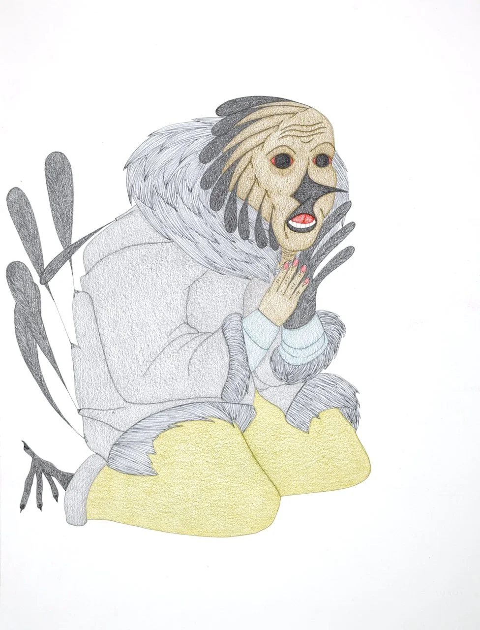  Padloo Samayualie Untitled (Birdman kneeling) 30 x 23 Coloured Pencil and Ink #196-0765 $3000 