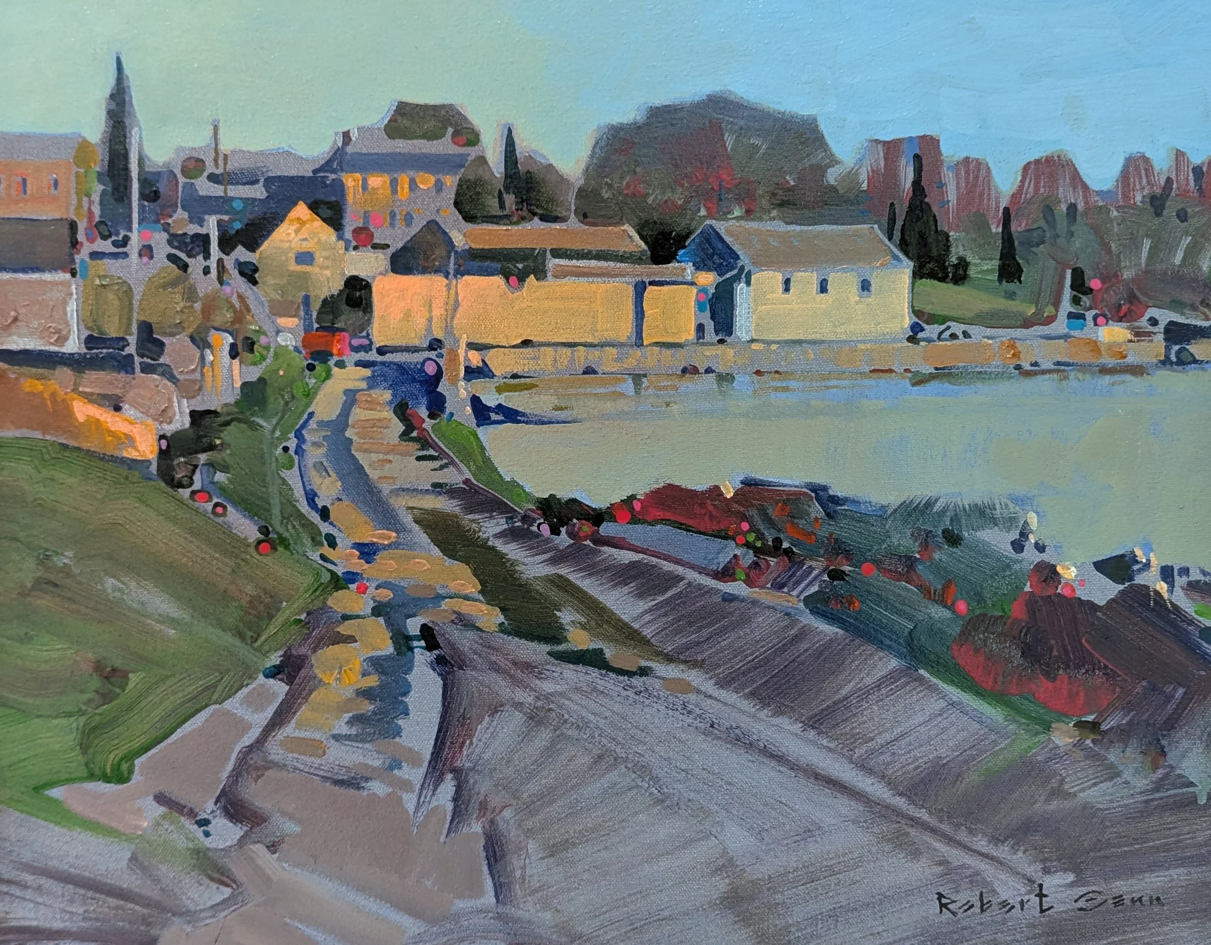  Robert Genn Brittany Town - Magic Hour 16 × 20 Acrylic on Canvas 1999 