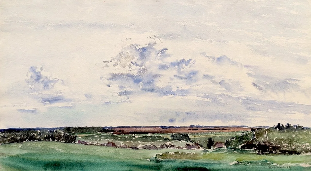  Green Fields and Cloud 15 × 22 Watercolour 1968 
