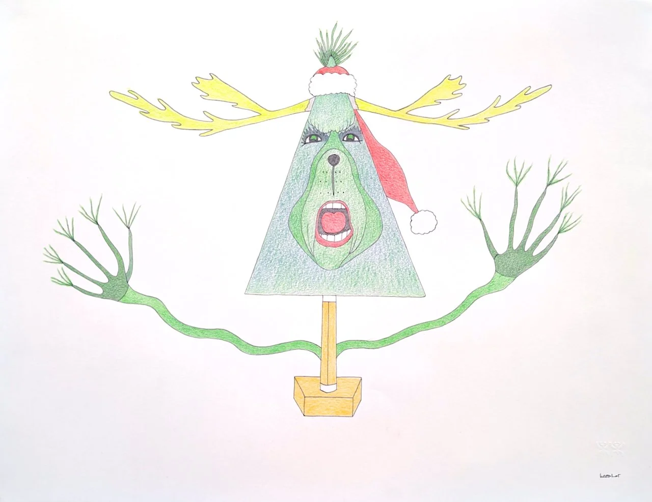  Untitled (Grinch) 23 × 30 Coloured Pencil, Ink #072-31 $ 2150 