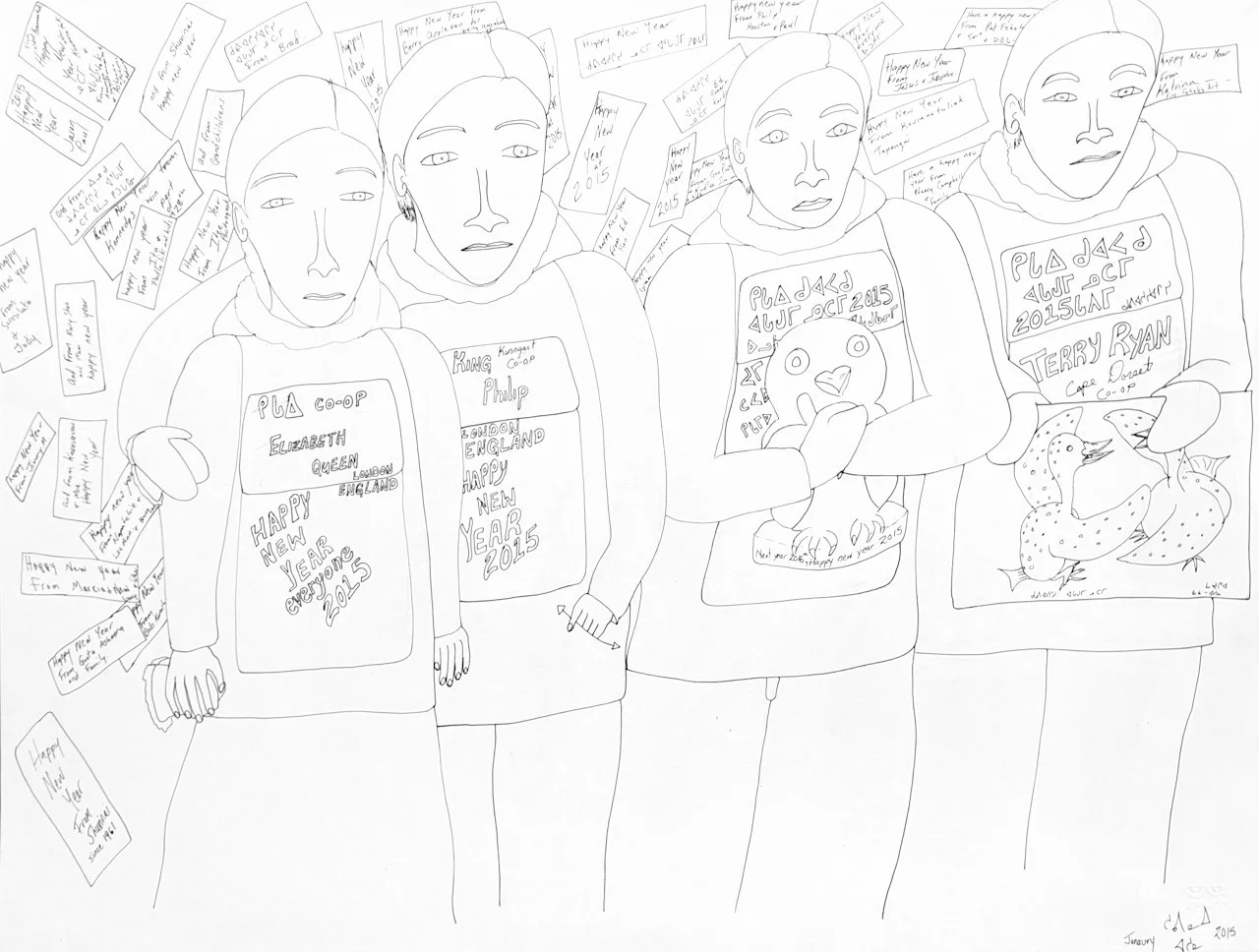  Untitled (New Years Greetings) 23 × 30 Ink on Paper #148-1847 2015 $ 2700 