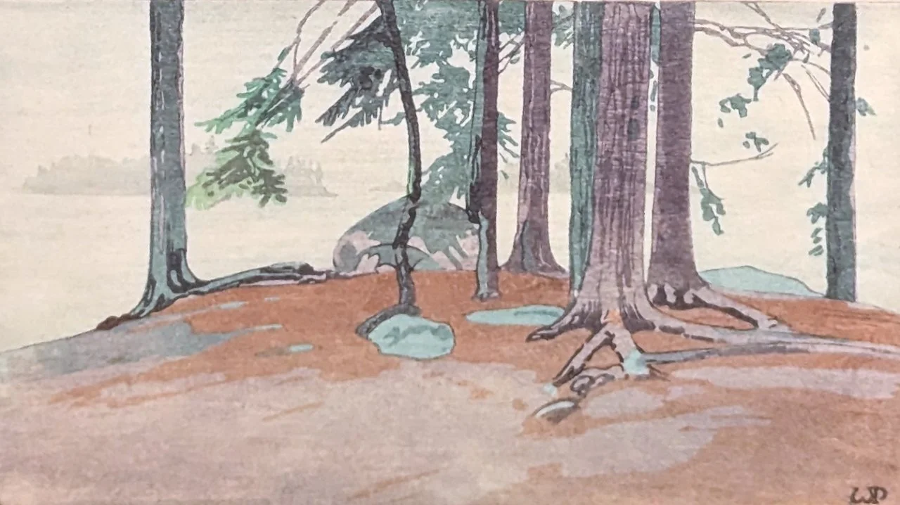  Rain, Lake of the Woods 5.25x9 Woodcut 1927 