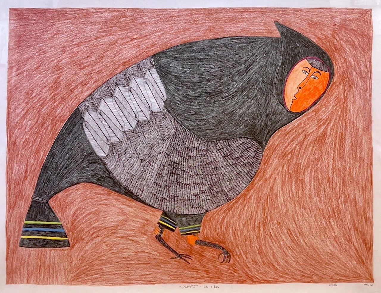 Ningiukulu Teevee Like a Raven 23 x 30 Graphite, colour pencil and ink # 151-1085 $ 2950 