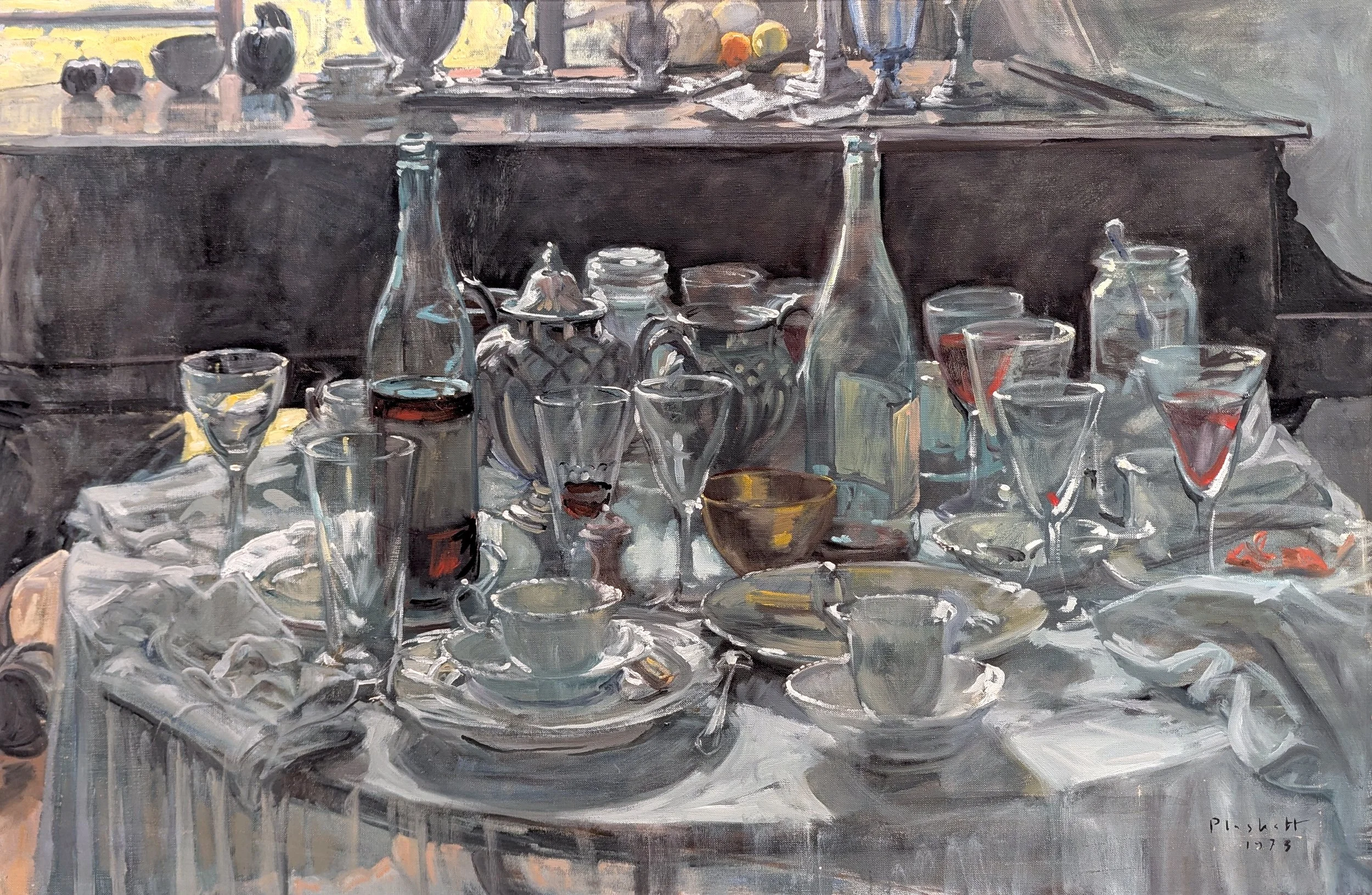  Joseph Plaskett Table after Dinner 25.5 × 39  Oil on Canvas 1973 