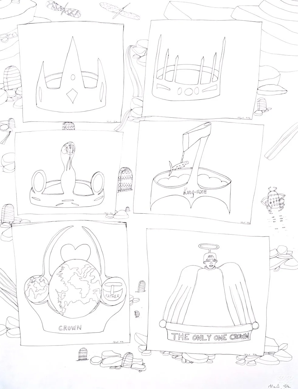  Untitled (Crowns) 26 × 19.75 Ink on Paper #148-1256 2009 $ 2150  