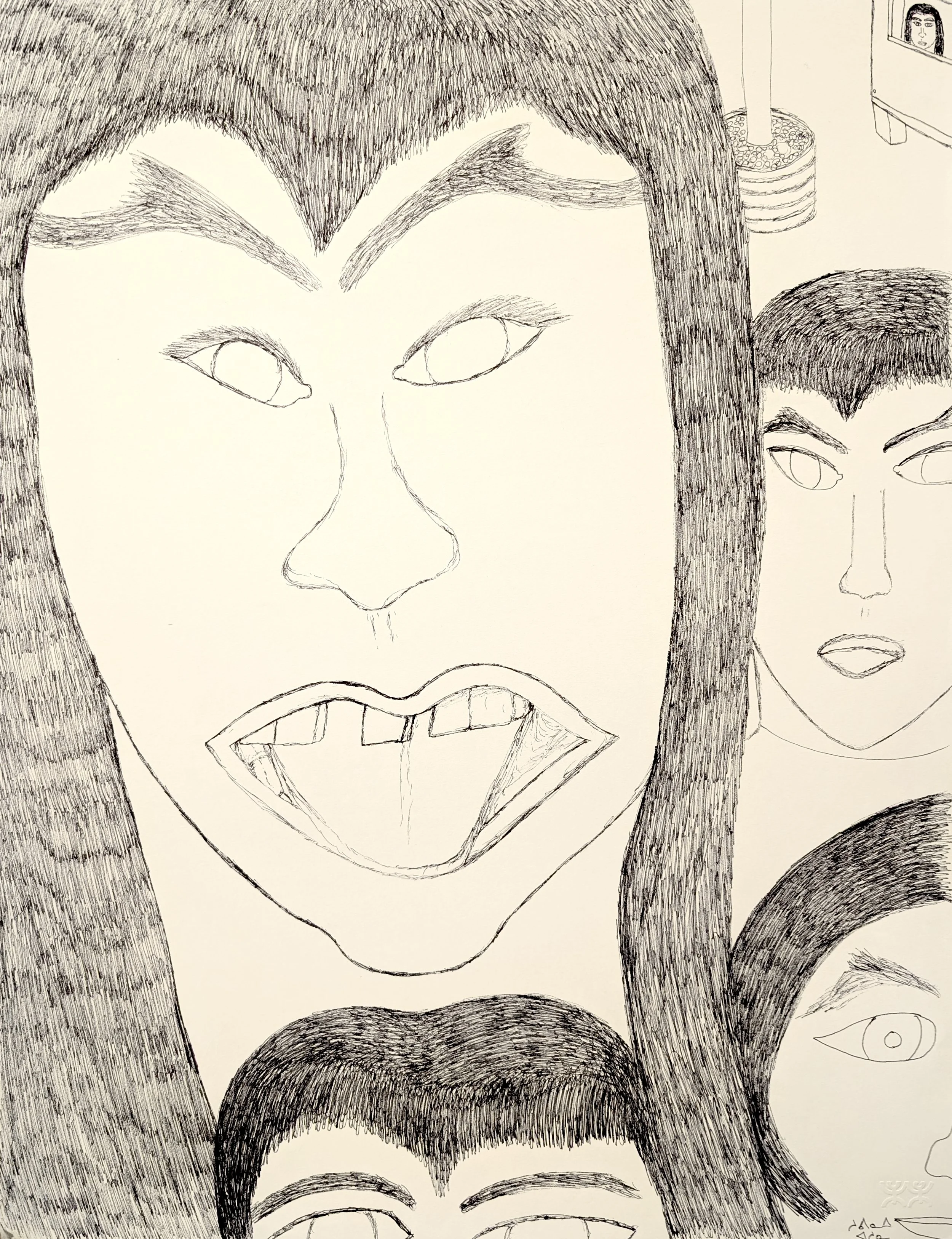  Untitled (Faces) 26 × 20 Ink on Paper #148-0682 2005 SOLD  